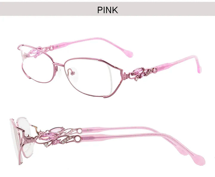 Bolluzzy Women's Bayonetta Rectangle Alloy Eyeglasses Pink Purple Gold Full Rim Bolluzzy Pink 1 *HERE SOON*  