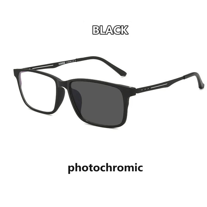 Kocolior Unisex Full Rim Square Tr 90 Titanium Hyperopic Reading Glasses F3003 Reading Glasses Kocolior Black photochromic 0 