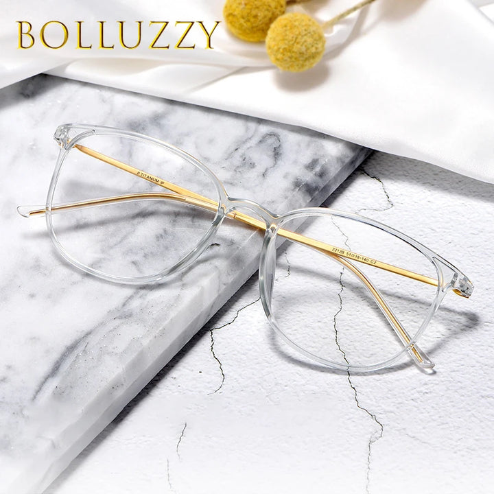 Bolluzzy Women's Full Rim Square Tr 90 Titanium Eyeglasses 5118 Full Rim Bolluzzy   