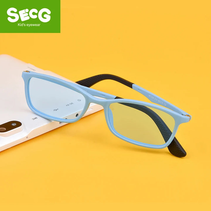 Secg Unisex Children's Full Rim Square PPSU Silicone Eyeglasses 2829 Full Rim Secg   