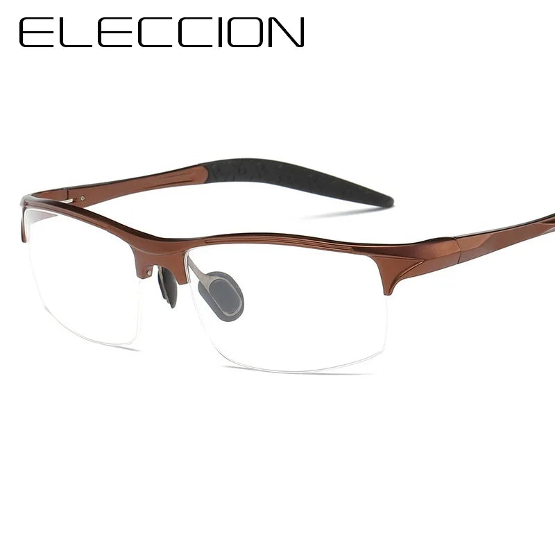 Eleccion Men's Semi Rim Square Aluminium Alloy Sport Eyeglasses 8177 Semi Rim Eleccion