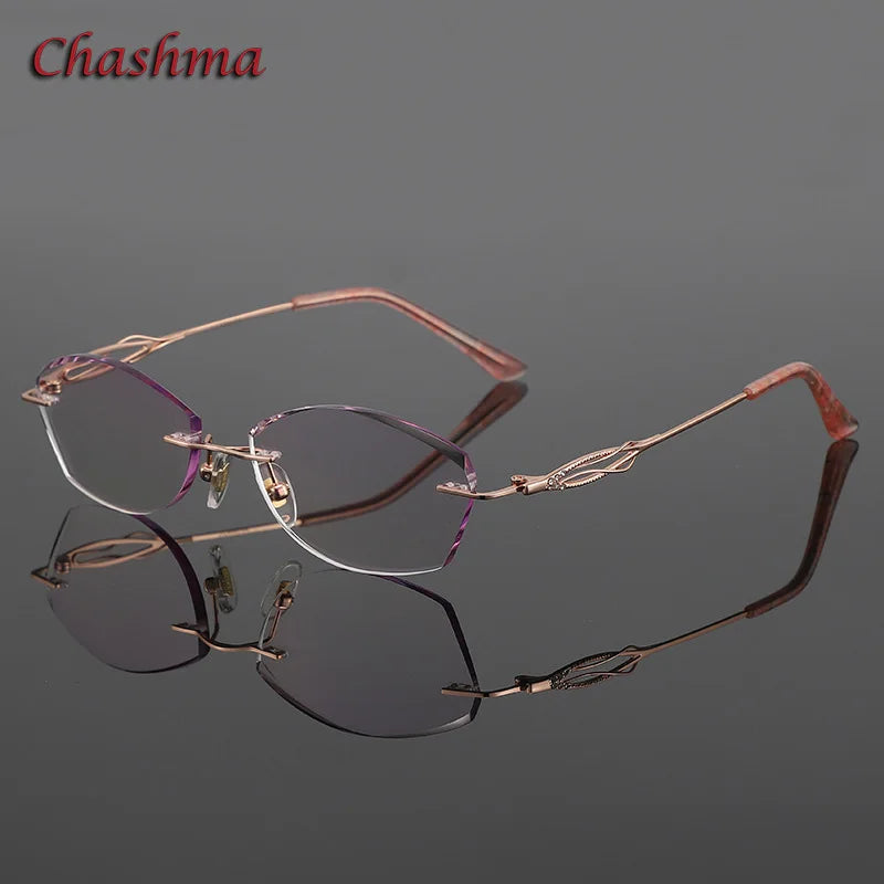 Chashma Ochki Women's Rimless Oval Titanium Eyeglasses 58394