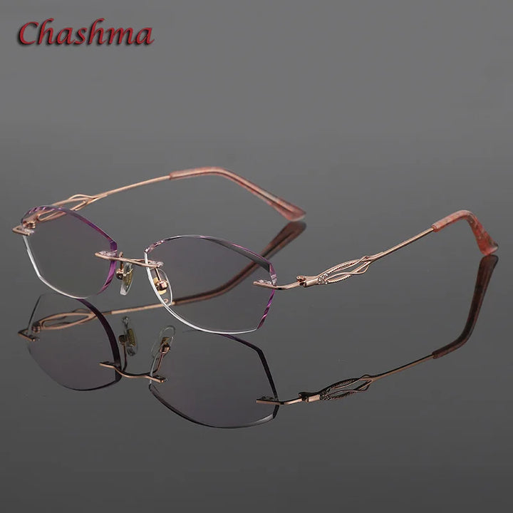 Chashma Ochki Women's Rimless Oval Titanium Eyeglasses 58394