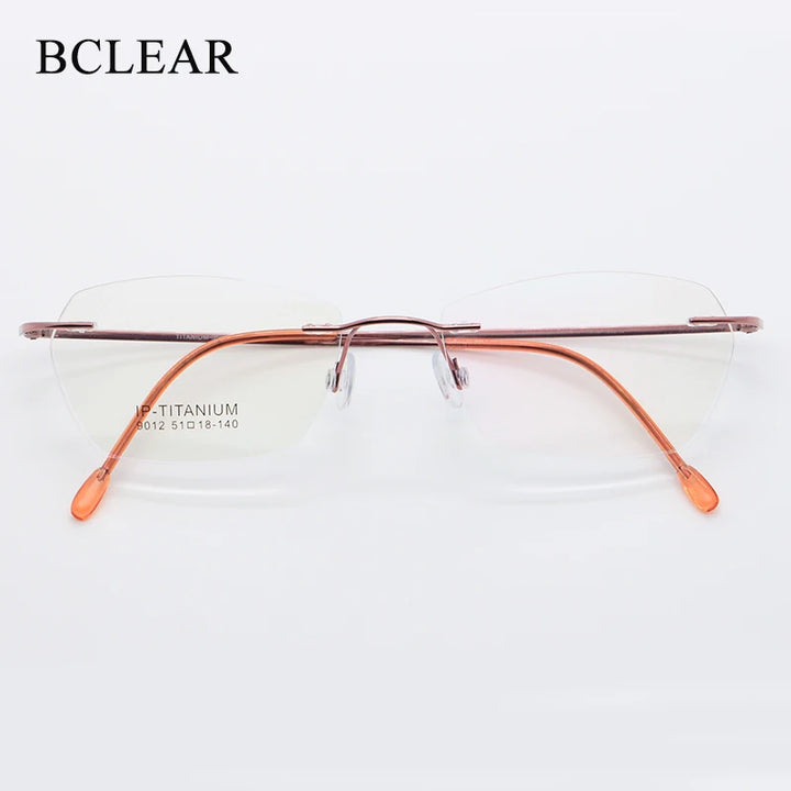Bclear Women's Rimless Square Cat Eye Titanium Eyeglasses 639012
