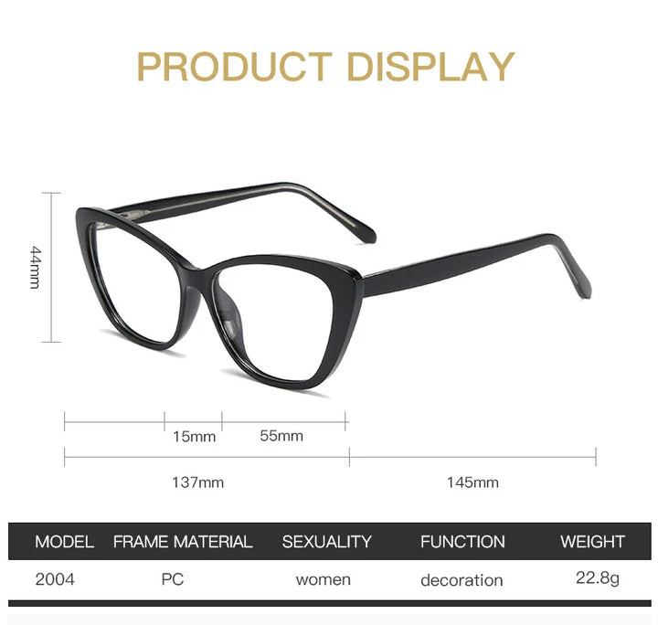 Hotony Women's Full Rim Square Cat Eye Pc Alloy Eyeglasses 72004