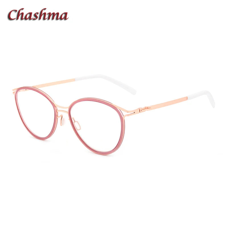 Chashma Ochki Men's Full Rim Round Acetate Titanium Eyeglasses 89032