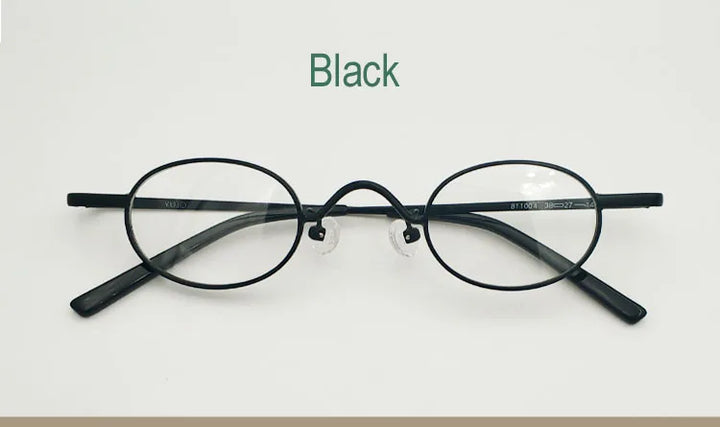 Yujo Unisex Full Rim Small Oval Alloy Eyeglasses 811004 Full Rim Yujo Black CHINA 