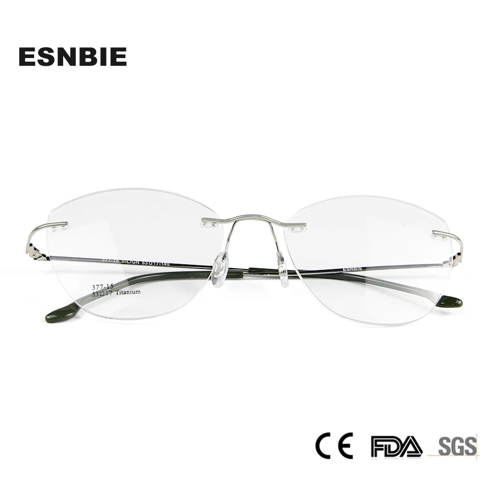 Esnbie Women's Rimless Cat Eye Titanium Eyeglasses 37715 Rimless Esnbie   