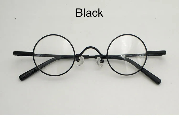 Yujo Unisex Full Rim Small Round Alloy Eyeglasses 811441 Full Rim Yujo black CHINA