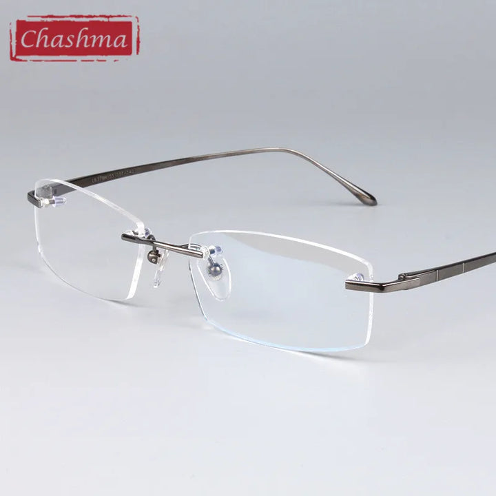 Chashma Ochki Women's Rimless Square Titanium Eyeglasses 6379 Rimless Chashma Ochki GRAY  