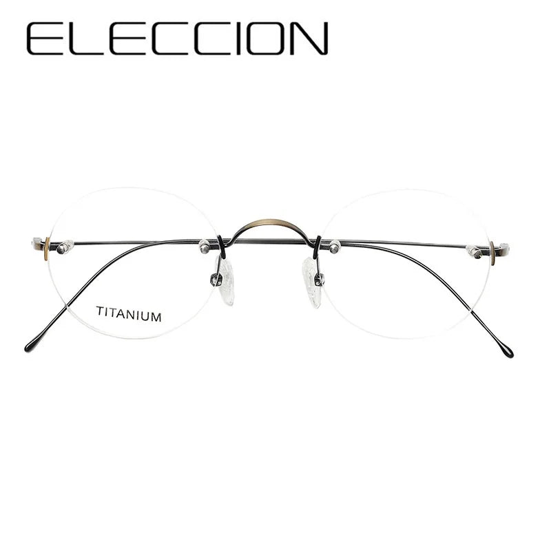 Eleccion Women's Rimless Round Titanium Eyeglasses 16035 Rimless Eleccion C1. Coppery Brown