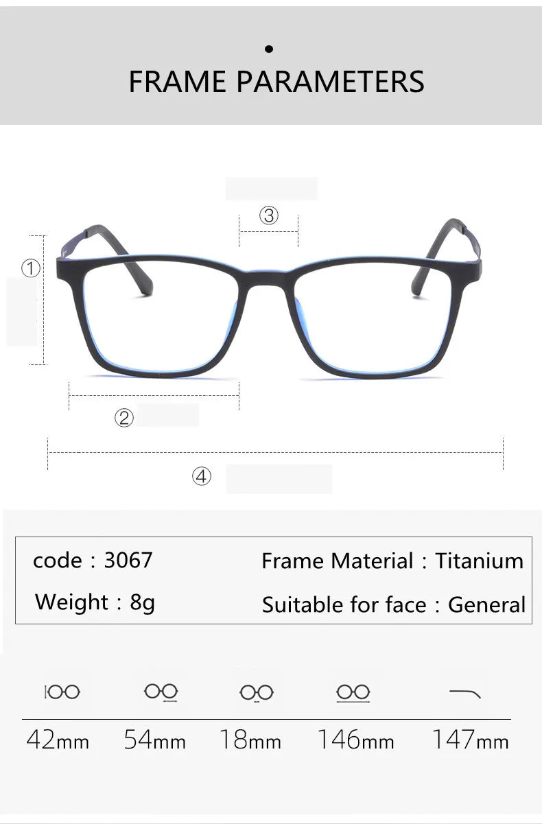 Kocolior Unisex Full Rim Square Tr 90 Titanium Hyperopic Reading Glasses 3067 Reading Glasses Kocolior   