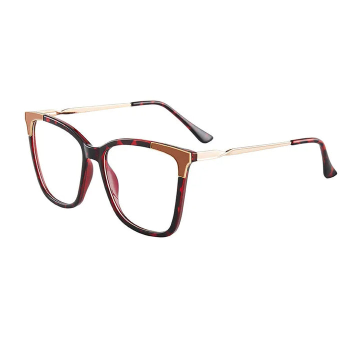 Hotony Women's Full Rim Square Cat Eye Tr 90 Alloy Eyeglasses 7050 Full Rim Hotony Leopard  