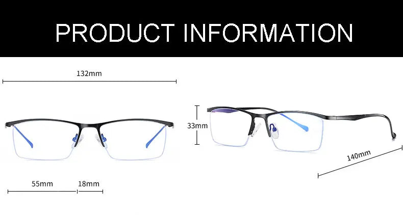Hotochki 5910 men's semi rim alloy prescription eyeglasses — view 2