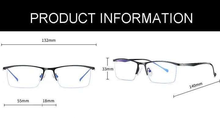 Hotochki 5910 men's semi rim alloy prescription eyeglasses — view 2