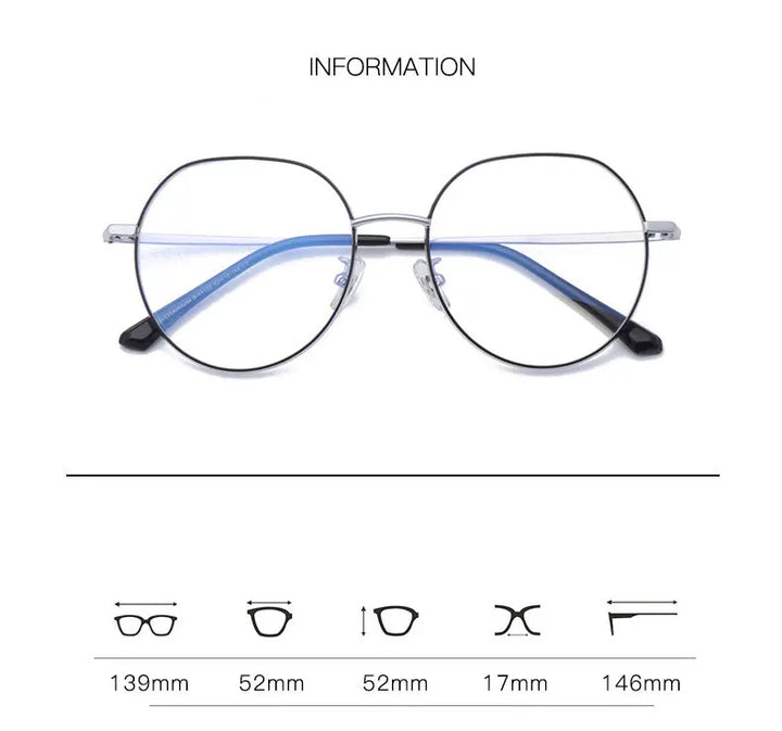 Hotony Women's Full Rim Flat Top Round Titanium Eyeglasses 471122