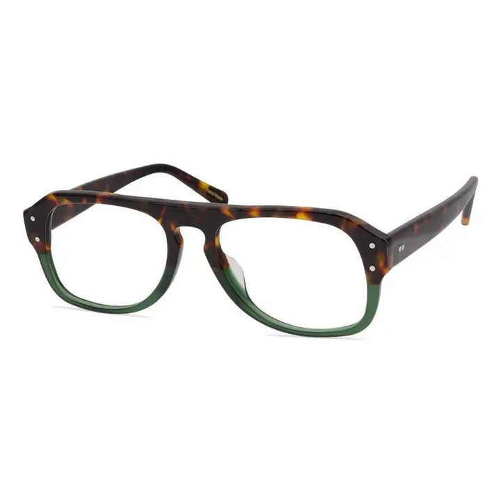 Aimee Men's Full Rim Square Brow Line Acetate Eyeglasses 9539 Full Rim Aimee Tortoise-Green  