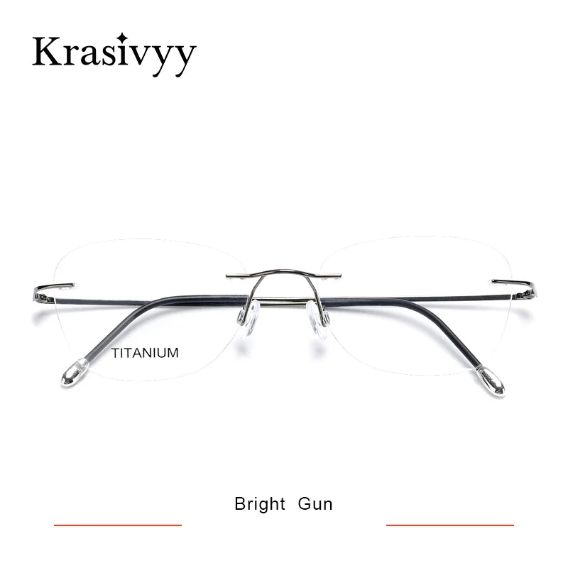 Krasivyy Unisex Rimless Oval Square Titanium Eyeglasses 316013