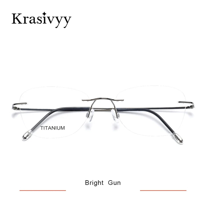 Krasivyy Unisex Rimless Oval Square Titanium Eyeglasses 316013