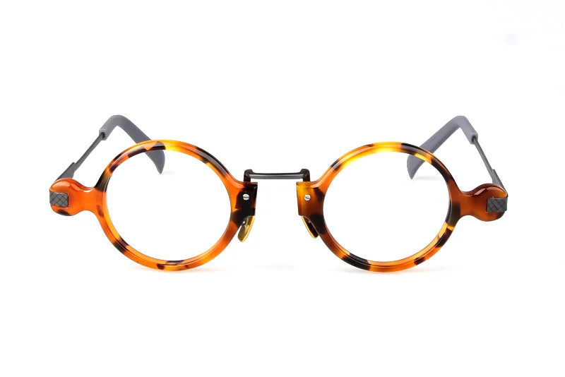 Aimee Unisex Full Rim Round Acetate Titanium Eyeglasses 141501 Full Rim Aimee Tortoise  