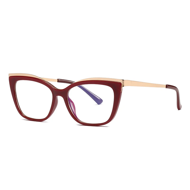 Hotochki Women's Full Rim Square Cat Eye Tr 90 Alloy Eyeglasses 20499