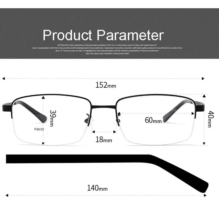 Hotochki Men's Semi Rim Big Square Alloy Eyeglasses 603244