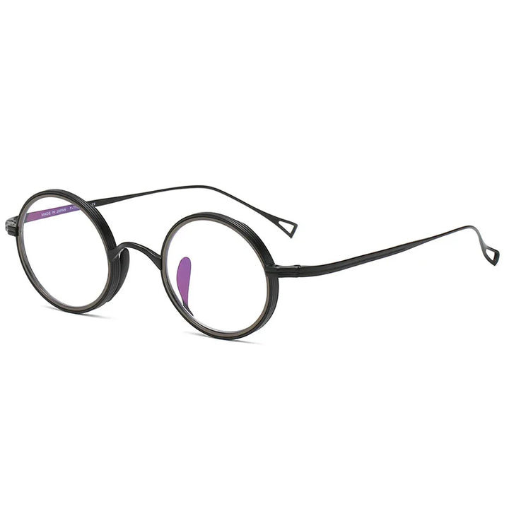 Aimee Unisex Full Rim Round Titanium Acetate Eyeglasses 112122 Full Rim Aimee Black  