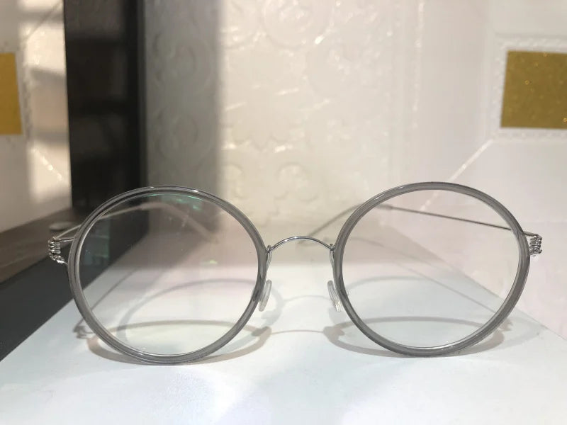 Aimee Women's Full Rim Round Acetate Titanium Eyeglasses 47145