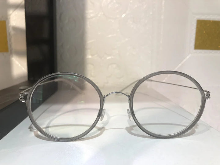 Aimee Women's Full Rim Round Acetate Titanium Eyeglasses 47145