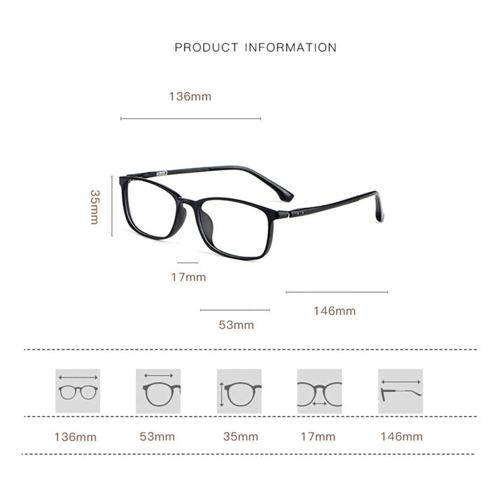 Hotony Women's Full Rim Square Tr 90 Alloy Eyeglasses 498017