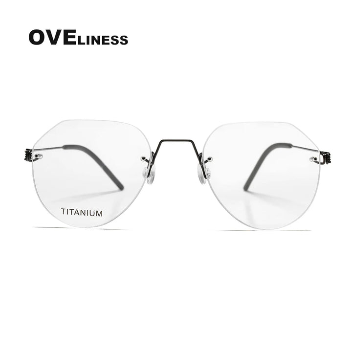 Oveliness Women's Rimless Flat Top Round Titanium Eyeglasses 399891