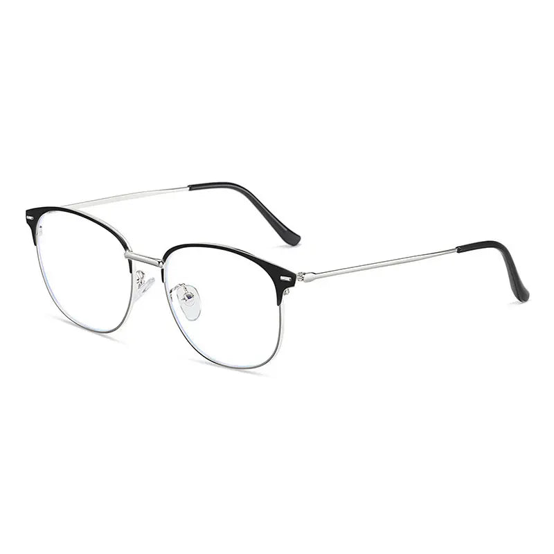 Handoer Women's Full Rim Oval Square Tr 90 Alloy Eyeglasses 5552 Full Rim Handoer BLACK SILVER  