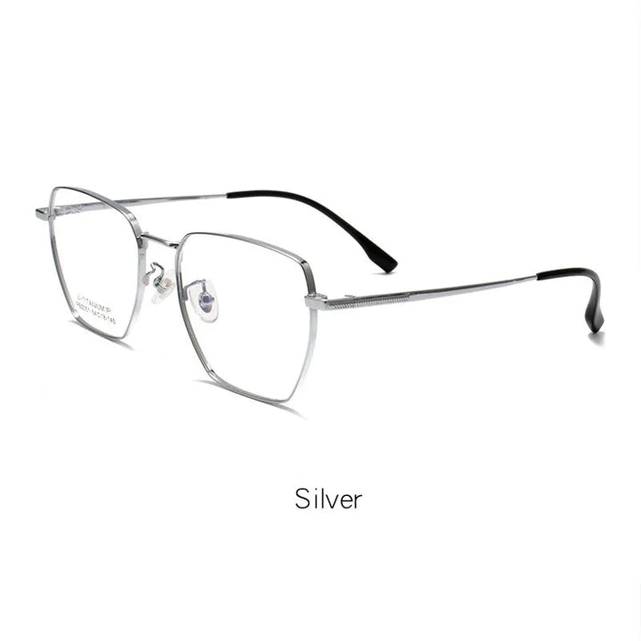 Kocolior Unisex Full Rim Polygon Titanium Alloy Eyeglasses 2051 Full Rim Kocolior Silver China 