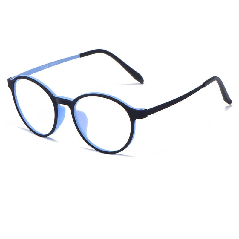 Kocolior Unisex Full Rim Round Tr 90 Titanium Alloy Eyeglasses 3050 Full Rim Kocolior Black Blue  