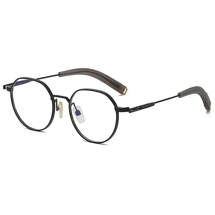 Aimee Unisex Full Rim Flat Top Oval Titanium Eyeglasses 25108 Full Rim Aimee black  