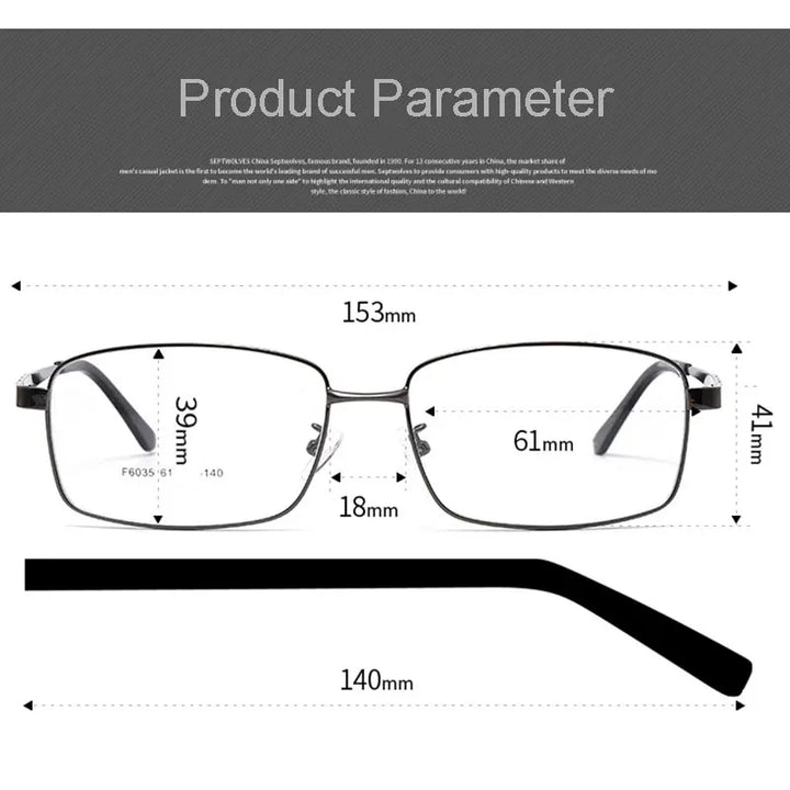 Hotochki Men's Full Rim Rectangle  Alloy Frame Eyeglasses 6035 Full Rim Hotochki   