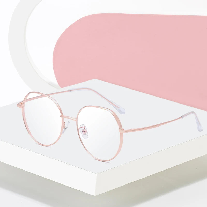 Hotony Women's Full Rim Flat Top Round Titanium Eyeglasses 471122