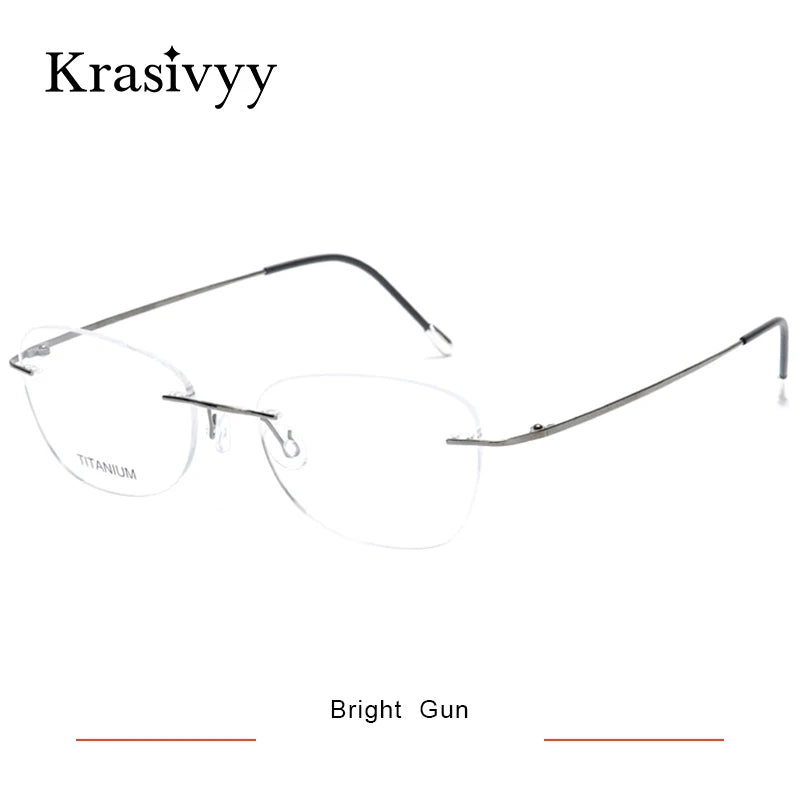Krasivyy Unisex Rimless Oval Pure Titanium Prescription Eyeglasses KR6013 size chart