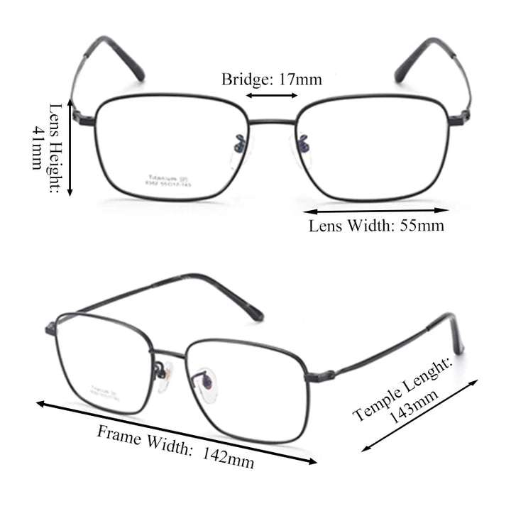 Chashma Unisex Full Rim Square Titanium Eyeglasses 38382