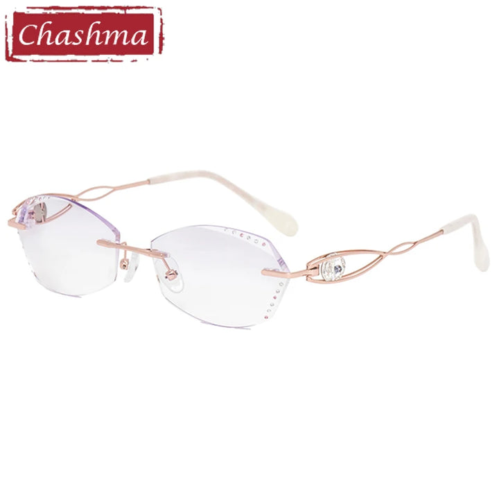 Chashma Ottica Women's Rimless Oval Cat Eye Titanium Eyeglasses 880224