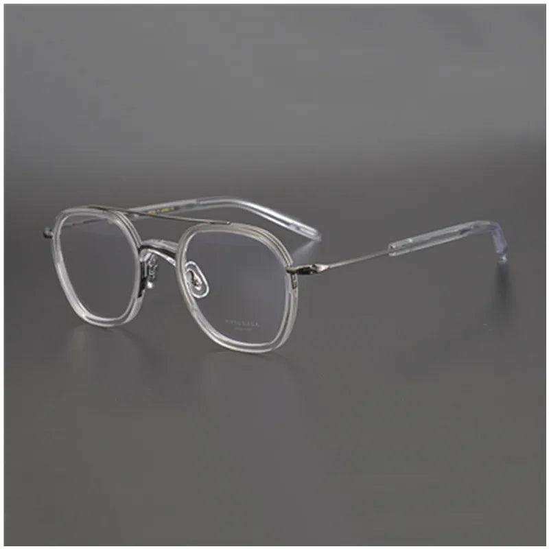 Aimee Unisex Full Rim Oval Double Bridge Titanium Acetate Eyeglasses 7115 Full Rim Aimee Transparent  