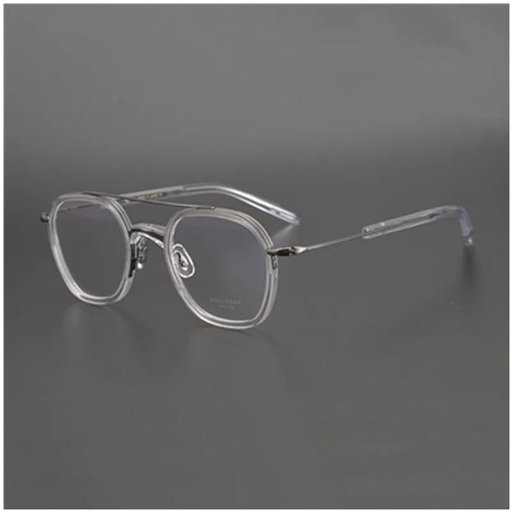 Aimee Unisex Full Rim Oval Double Bridge Titanium Acetate Eyeglasses 7115 Full Rim Aimee Transparent  