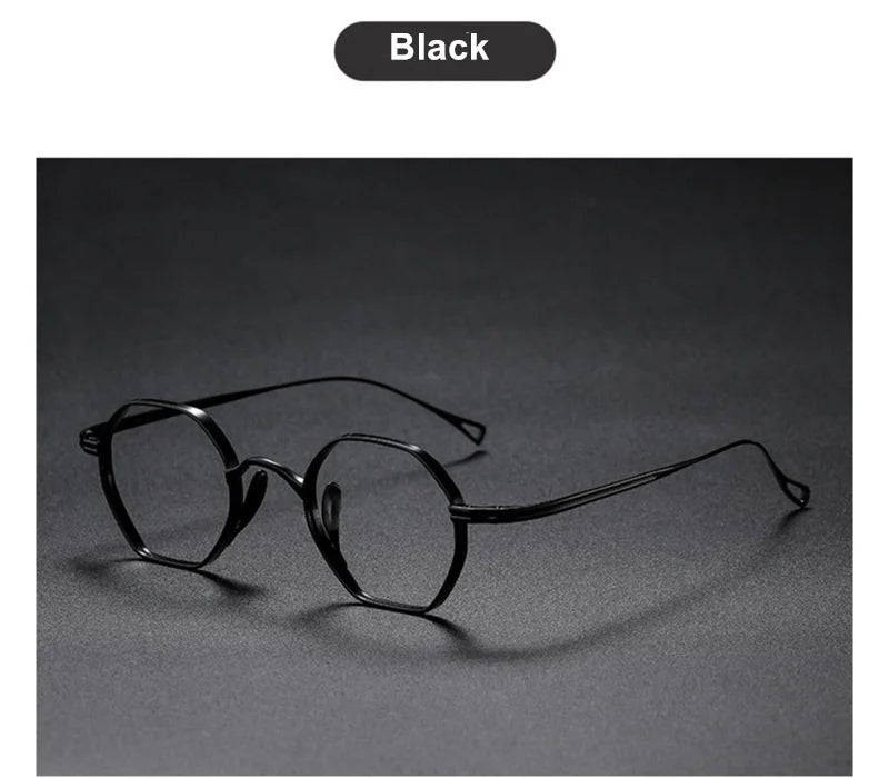 Aimee Unisex Full Rim Small Hexagon Titanium Eyeglasses 112152 Full Rim Aimee Black  