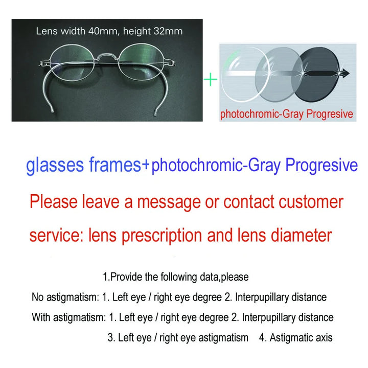 Yujo Unisex Full Rim Oval Stainless Steel Eyeglasses 4032 Full Rim Yujo Progressive gray CHINA