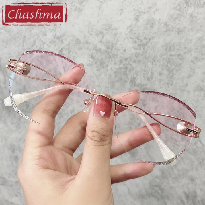 Chashma Ottica Women's Rimless Butterfly Titanium Eyeglasses 880224