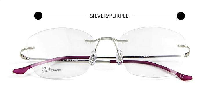 Esnbie Women's Rimless Cat Eye Titanium Eyeglasses 37815 Rimless Esnbie titan silver purple  