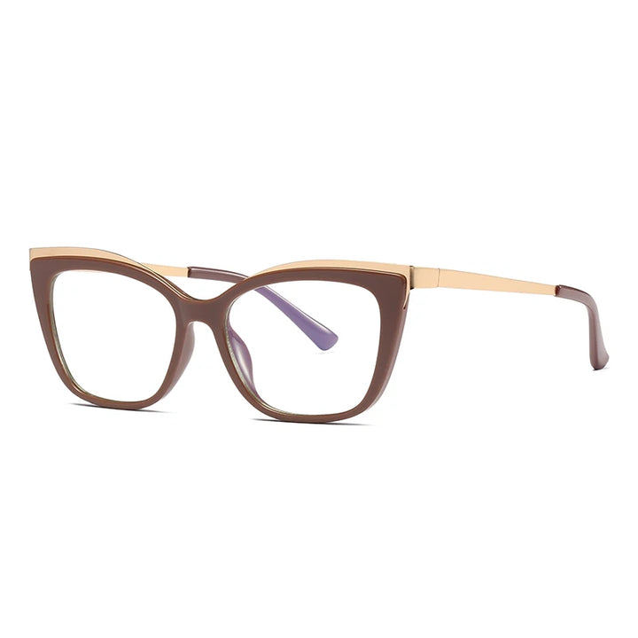 Hotochki Women's Full Rim Square Cat Eye Tr 90 Alloy Eyeglasses 20499
