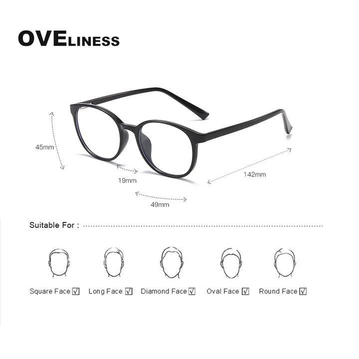 Oveliness Women's Full Rim Round Square Tr 90 Titanium Eyeglasses 398109