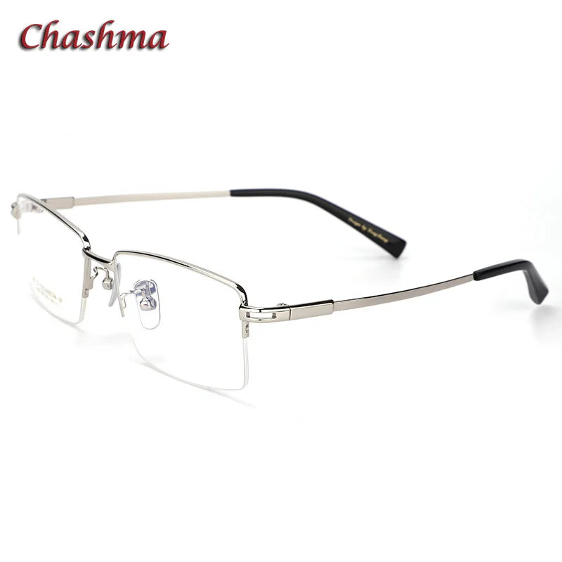 Chashma Ochki Men's Semi Rim Square Titanium Eyeglasses 42022