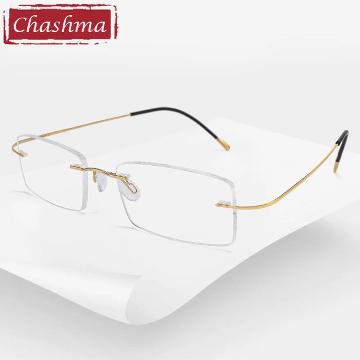 Chashma Ottica Unisex Rimless Square Titanium Eyeglasses 408040